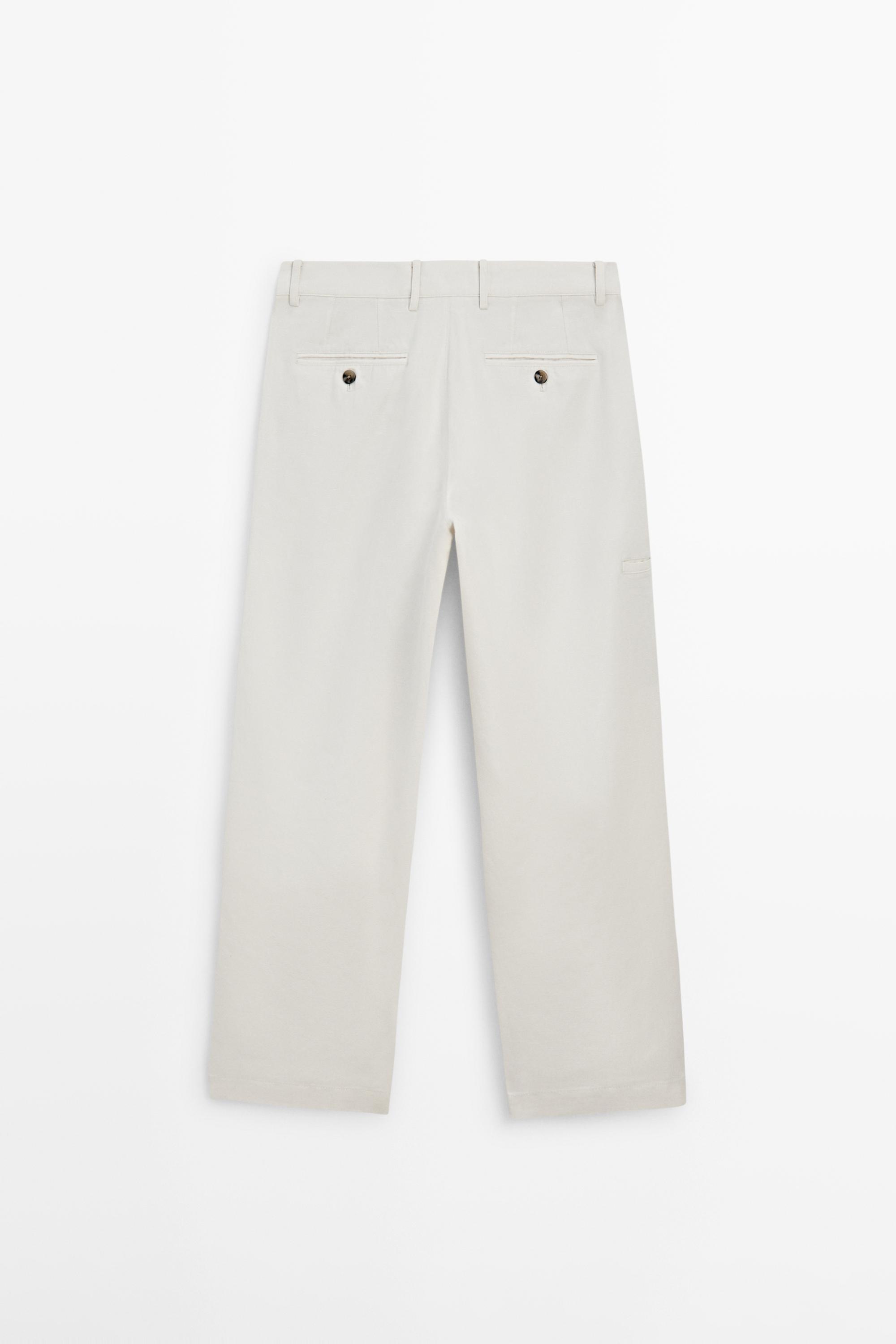 Pantalon tapered fit coton et lin